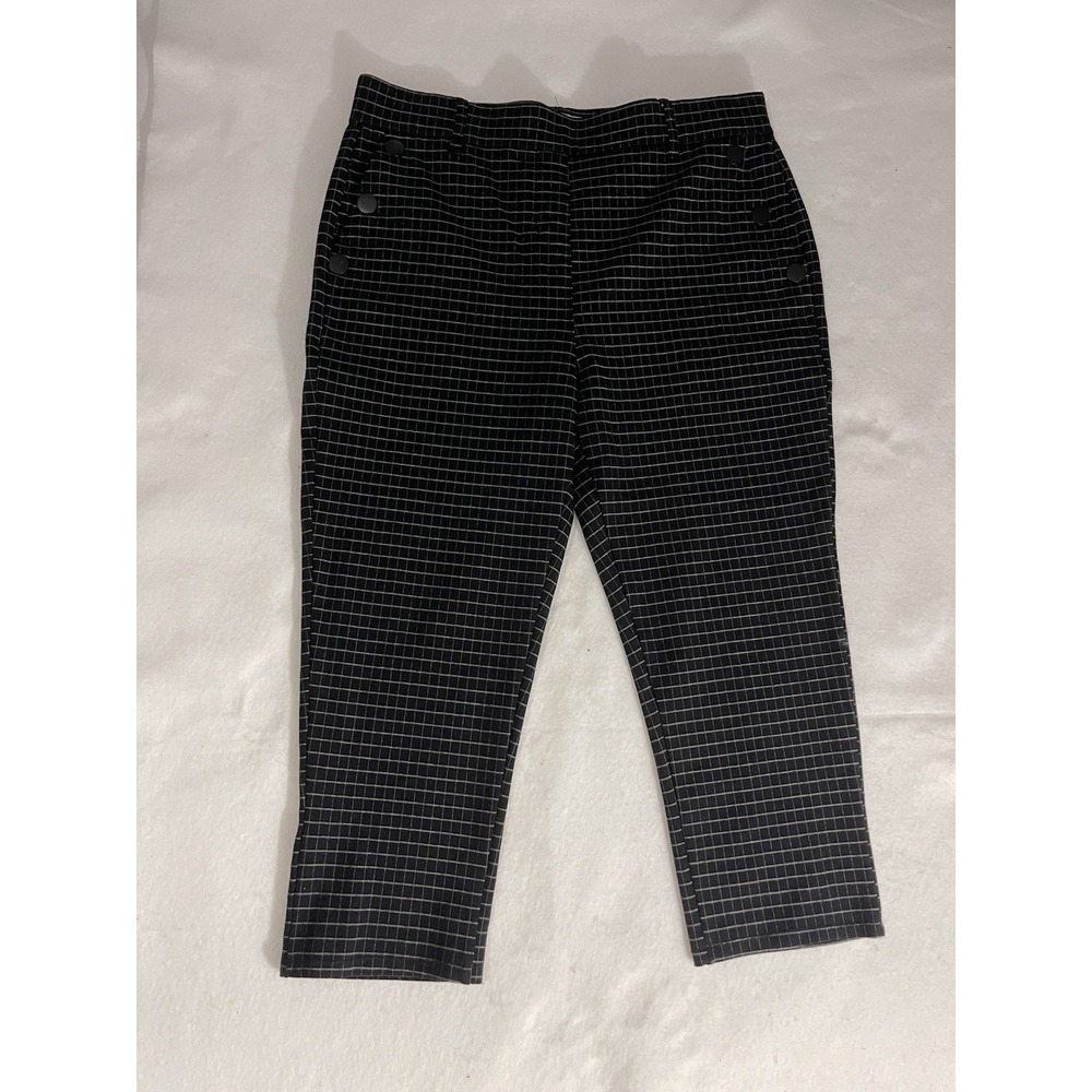Women's Miss Ashley Petite  Dress Crop Pants Size PL‎ BLACK w Buttons